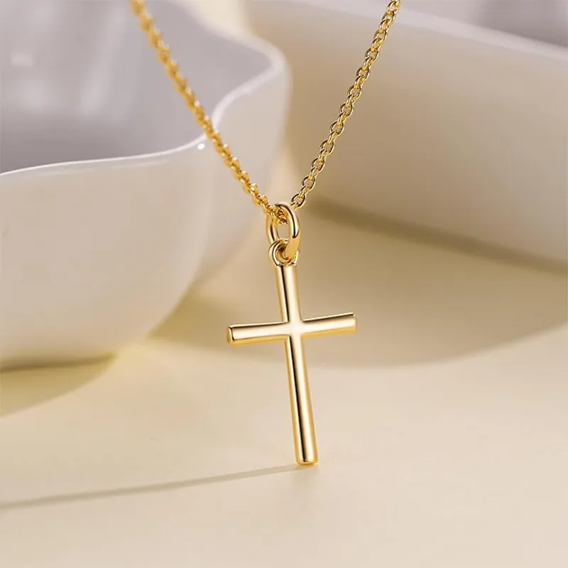 14 k guld kvinnor Cross Fashion halsband